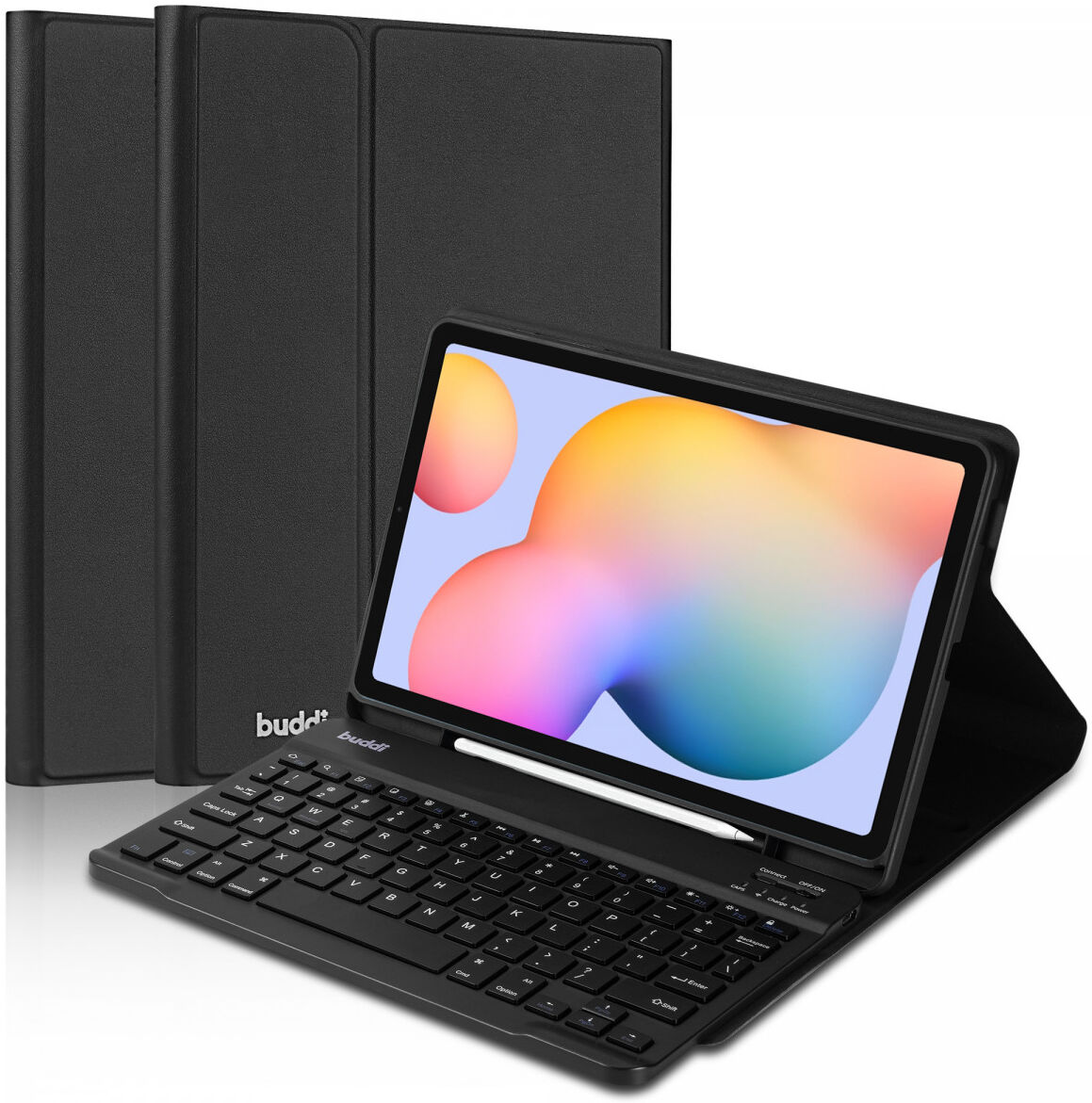 Buddi Zuna Samsung Galaxy Tab S6 Lite Hoes QWERTY Toetsenbord Book Case Zwart afbeelding 2
