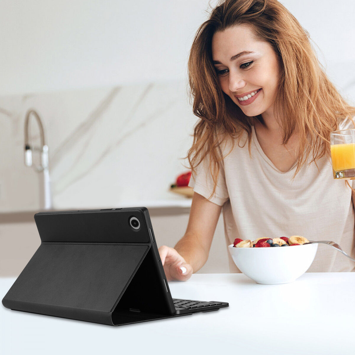 Buddi Zuna Samsung Galaxy Tab A8 Hoes met QWERTY Toetsenbord Book Case Zwart afbeelding 9