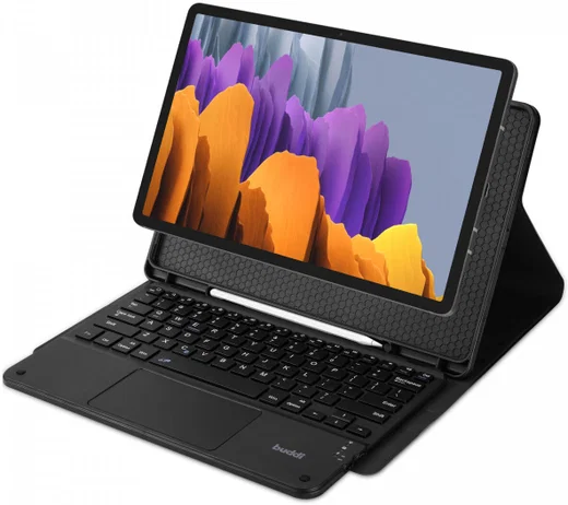 Buddi Zuna Samsung Galaxy Tab S7+/S8+/S7 FE Hoes met QWERTY Toetsenbord Zwart afbeelding 1