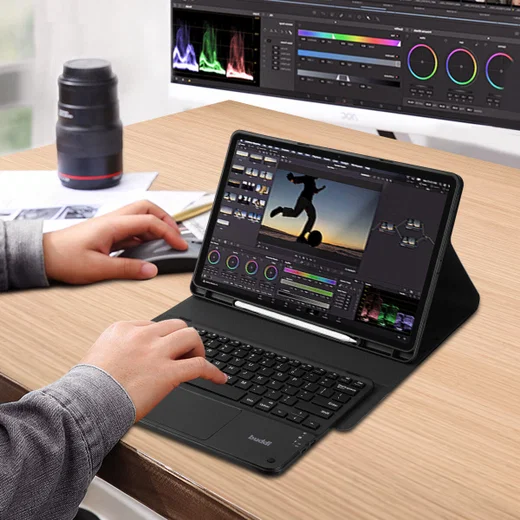 Buddi Zuna Samsung Galaxy Tab S7+/S8+/S7 FE Hoes met QWERTY Toetsenbord Zwart afbeelding 12
