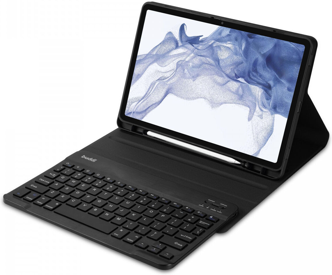 Buddi Zuna Samsung Galaxy Tab S8/S7 Hoes met QWERTY Toetsenbord Book Case Zwart afbeelding 6