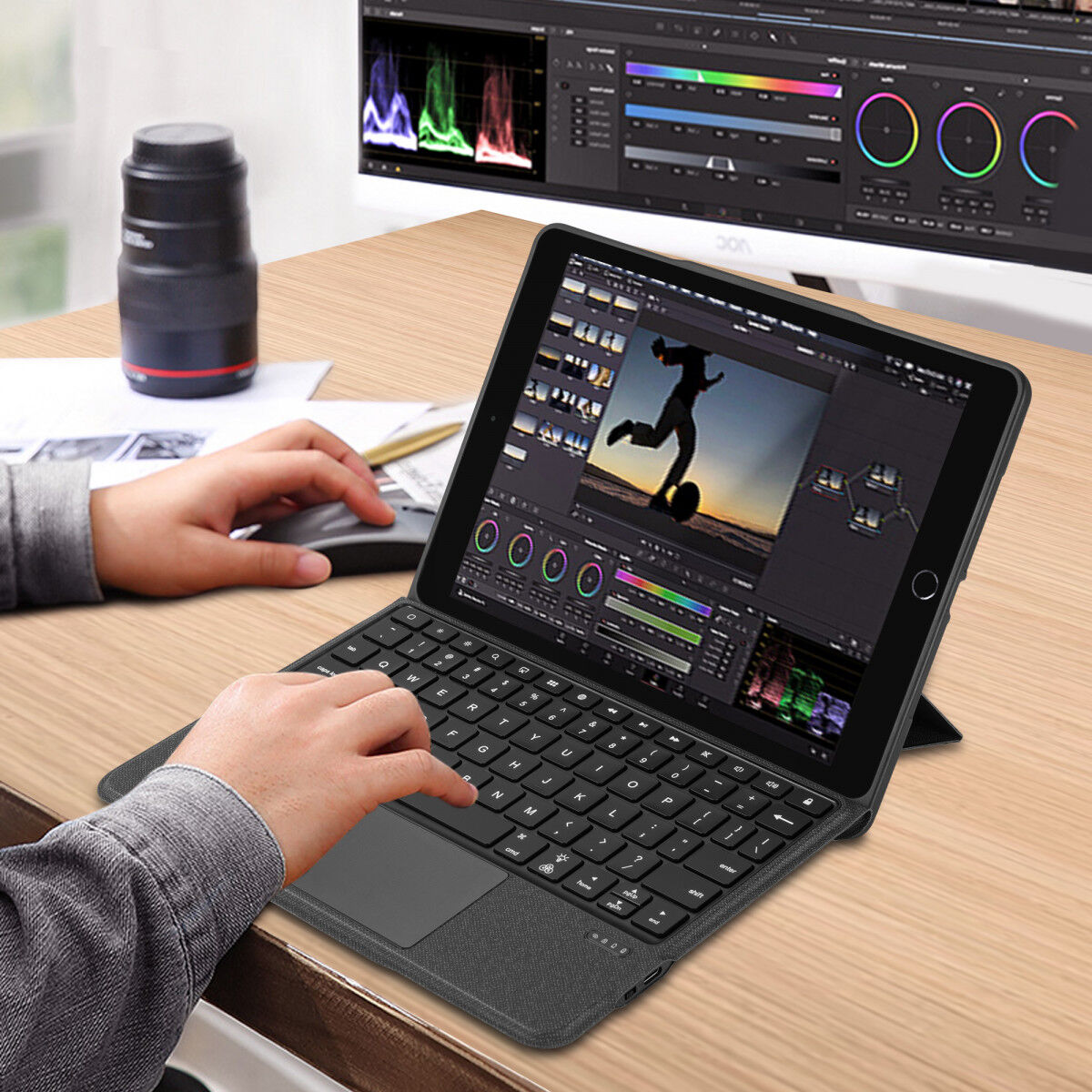 Buddi Thorn iPad 10.2 / Pro 10.5 Hoes met QWERTY Toetsenbord Book Case Zwart afbeelding 9