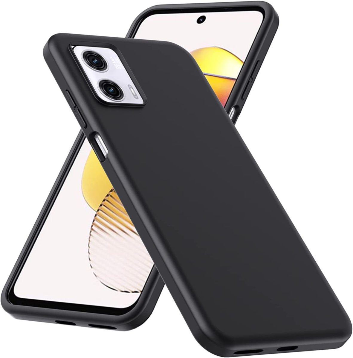 Motorola Moto G73 Hoesje Dun TPU Matte Back Cover Zwart afbeelding 3