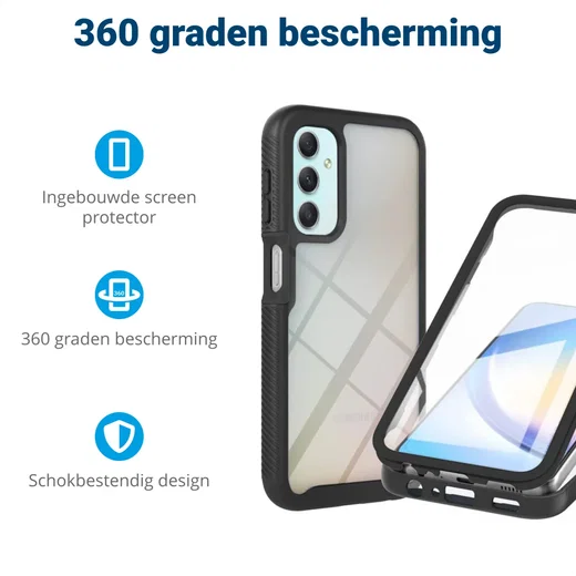 Samsung Galaxy A24 Hoesje Full Protect 360° Cover Hybride Zwart afbeelding 2