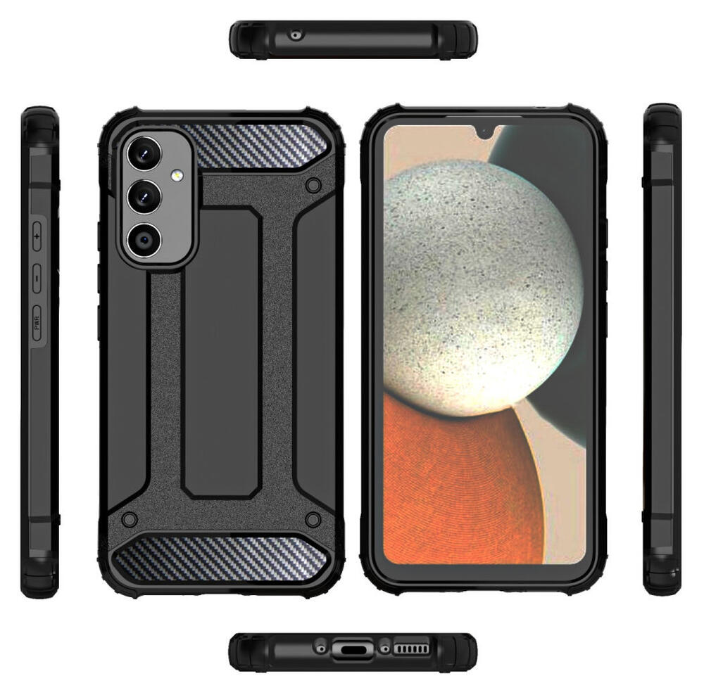 Samsung Galaxy A34 Hoesje Shock Proof Hybride Back Cover Zwart afbeelding 2