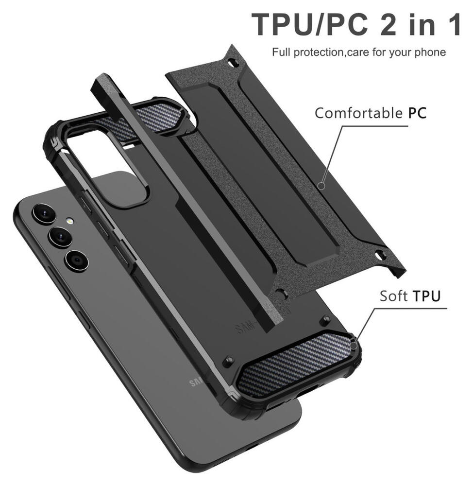 Samsung Galaxy A34 Hoesje Shock Proof Hybride Back Cover Zwart afbeelding 5