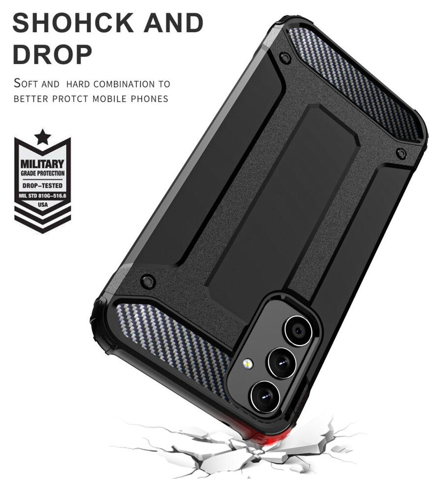 Samsung Galaxy A34 Hoesje Shock Proof Hybride Back Cover Zwart afbeelding 4