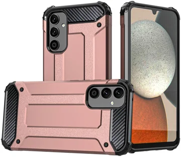 Samsung Galaxy A34 Hoesje Shock Proof Hybride Back Cover Roze Goud