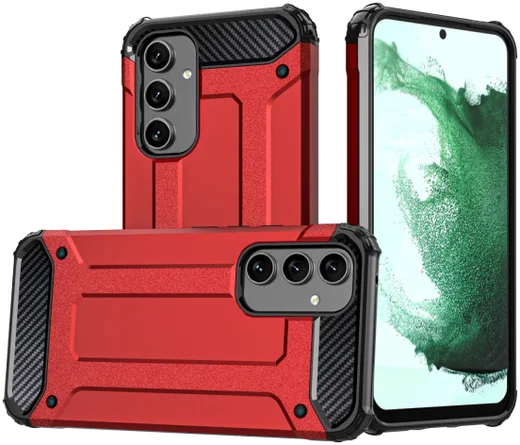Samsung Galaxy A54 Hoesje Shock Proof Hybride Back Cover Rood afbeelding 1