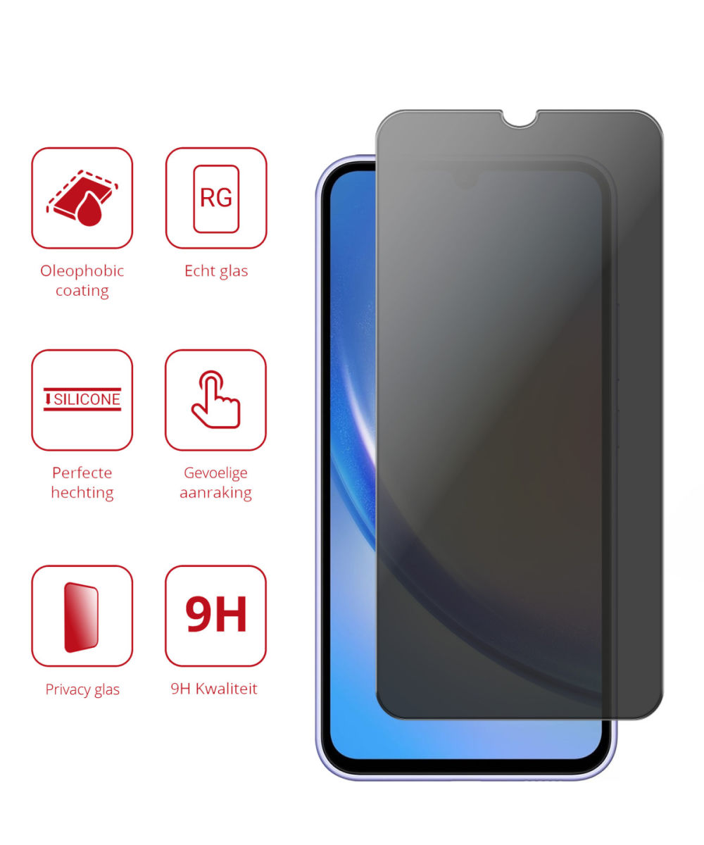 Rosso Samsung Galaxy A34 9H Tempered Glass Screen Protector Privacy afbeelding 2