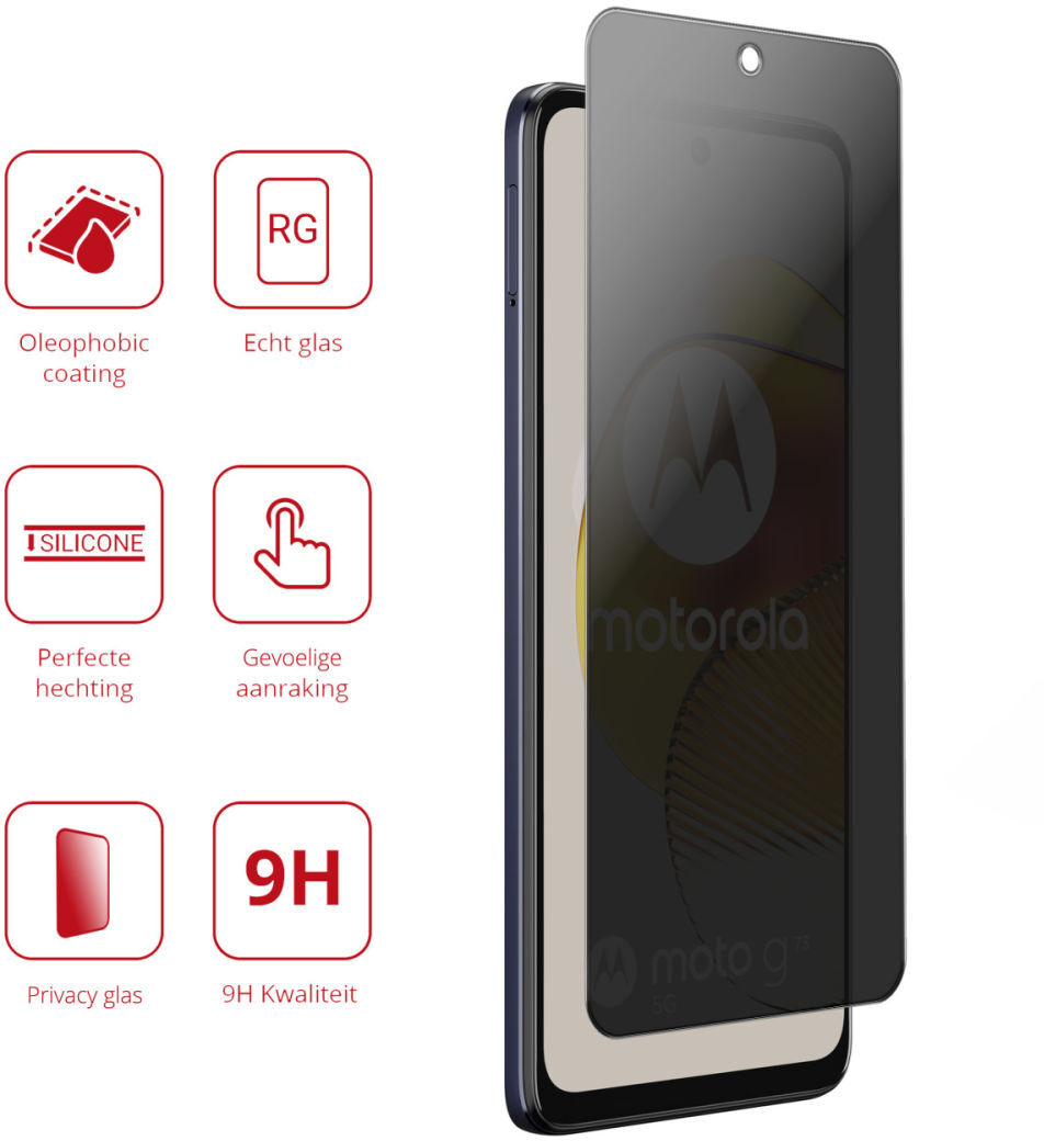 Rosso Motorola Moto G73 9H Tempered Glass Screen Protector Privacy afbeelding 2