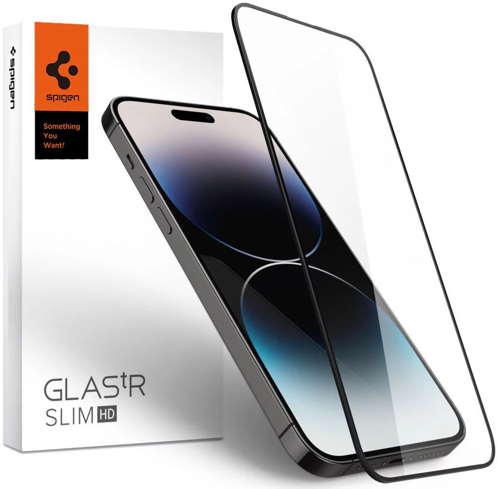 Spigen Glas t.R Slim iPhone 14 Pro Max Screen Protector Zwart afbeelding 1