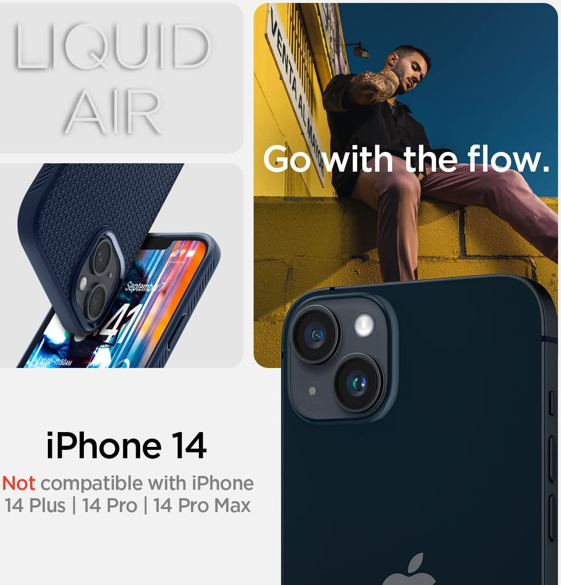 Spigen Liquid Air Apple iPhone 14 Hoesje Back Cover Blauw afbeelding 6