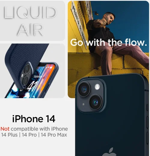 Spigen Liquid Air Apple iPhone 14 Hoesje Back Cover Blauw afbeelding 6