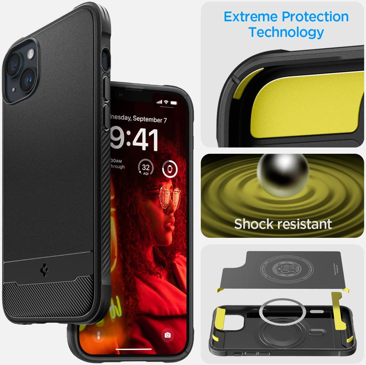 Spigen Rugged Armor Apple iPhone 14 Hoesje MagSafe Back Cover Zwart afbeelding 4