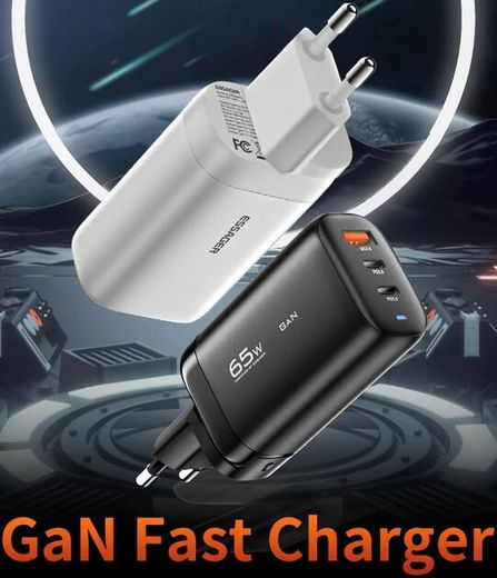 Essager GaN Snellader 65W Power Delivery en Quick Charge Adapter Zwart afbeelding 2