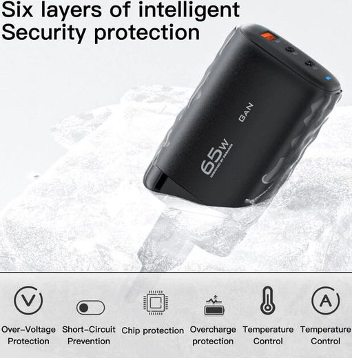 Essager GaN Snellader 65W Power Delivery en Quick Charge Adapter Zwart afbeelding 4