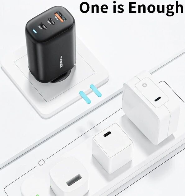 Essager GaN Snellader 65W Power Delivery en Quick Charge Adapter Zwart afbeelding 5