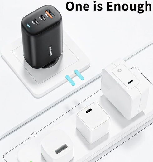 Essager GaN Snellader 65W Power Delivery en Quick Charge Adapter Zwart afbeelding 5