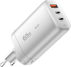 Essager GaN Snellader 65W Power Delivery en Quick Charge Adapter Wit afbeelding