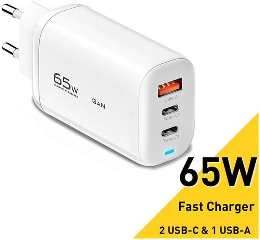 Essager GaN Snellader 65W Power Delivery en Quick Charge Adapter Wit afbeelding 2