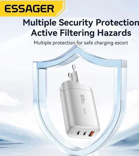 Essager GaN Snellader 65W Power Delivery en Quick Charge Adapter Wit afbeelding 7