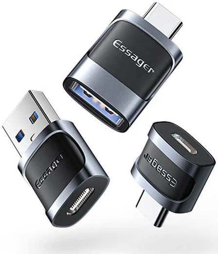 Essager 3A USB-C naar USB Converter/Adapter Zwart afbeelding 2