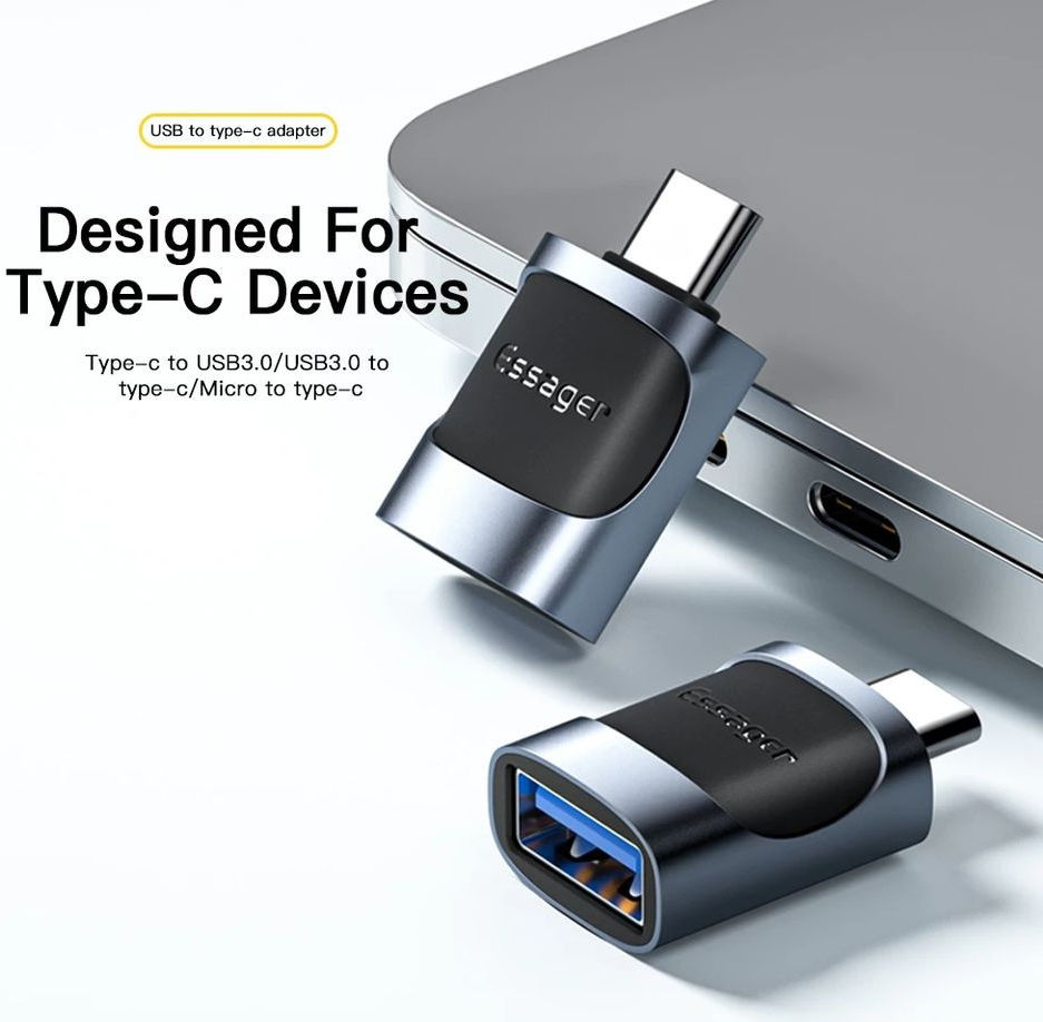 Essager 3A USB-C naar USB Converter/Adapter Zwart afbeelding 3