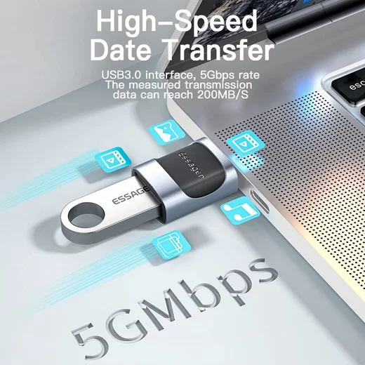 Essager 3A USB-C naar USB Converter/Adapter Zwart afbeelding 4