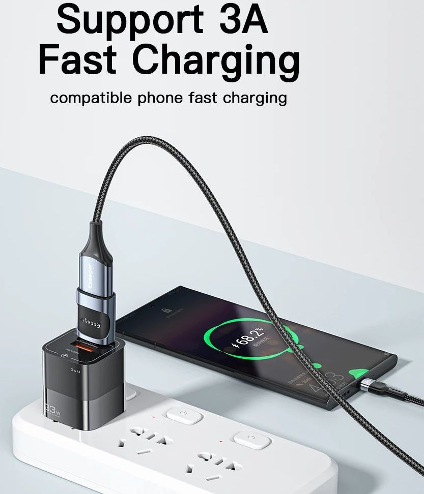 Essager 3A USB-C naar USB Converter/Adapter Zwart afbeelding 5
