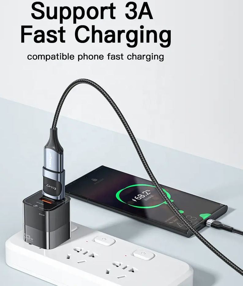Essager USB-C naar Micro USB Adapter 3A On The Go Converter Zwart afbeelding 4