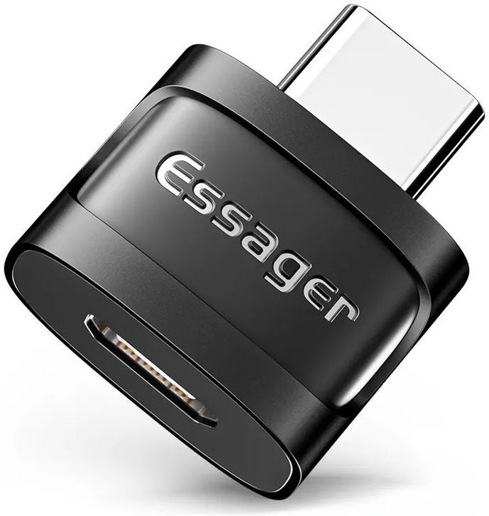 Essager USB-C naar Micro USB Adapter 3A On The Go Converter Zwart afbeelding 1