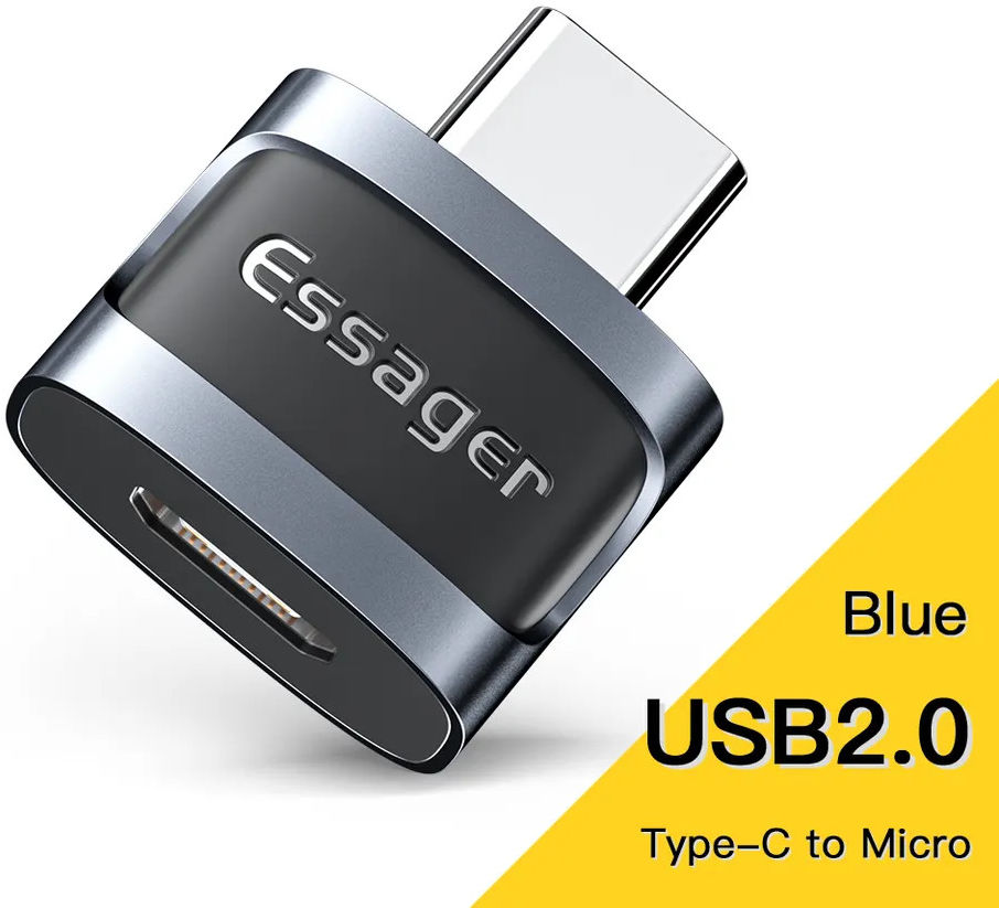 Essager USB-C naar Micro USB Adapter 3A On The Go Converter Blauw afbeelding 2