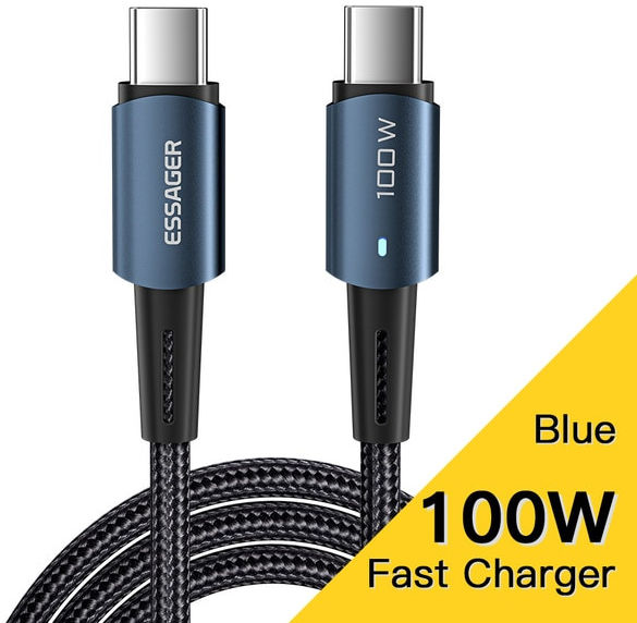 Essager 100W USB-C Snellaad Kabel 5A 1M Blauw afbeelding 1