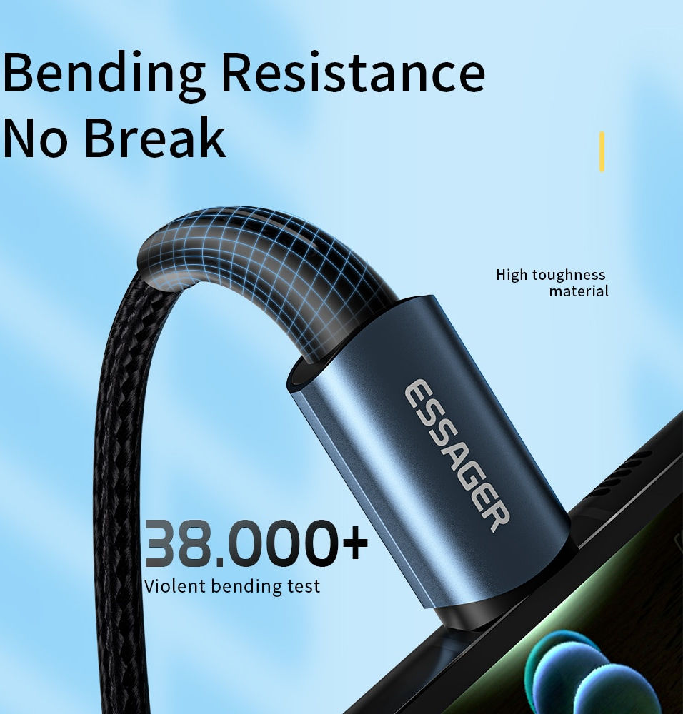Essager 100W USB-C Snellaad Kabel 5A 1M Blauw afbeelding 6