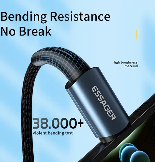 Essager 100W USB-C Snellaad Kabel 5A 1M Blauw afbeelding 6