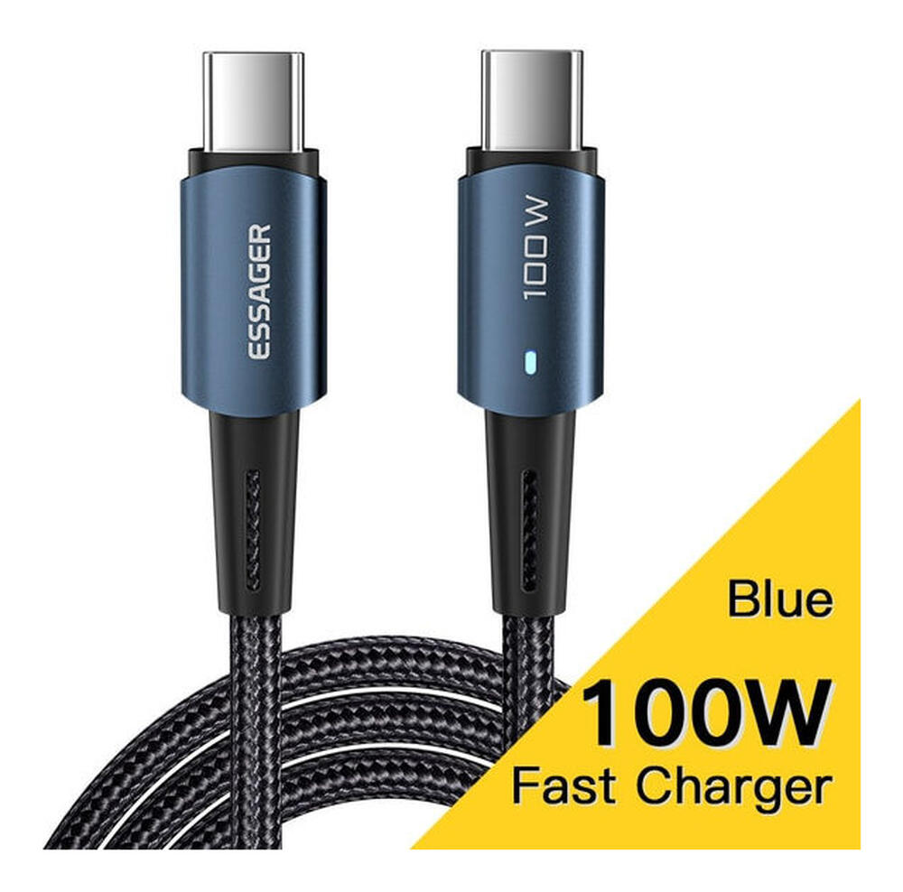 Essager 100W USB-C Snellaad Kabel 5A 2M Blauw afbeelding 1