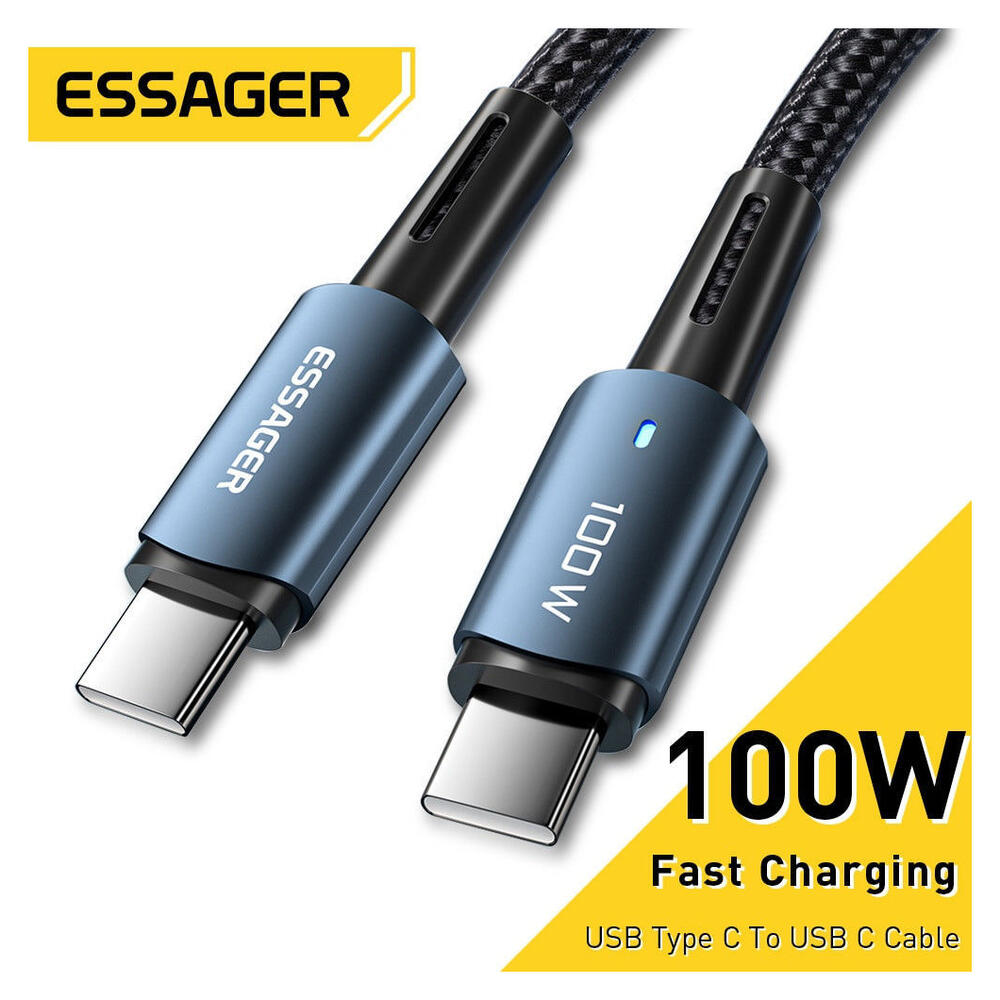 Essager 100W USB-C Snellaad Kabel 5A 2M Blauw afbeelding 2