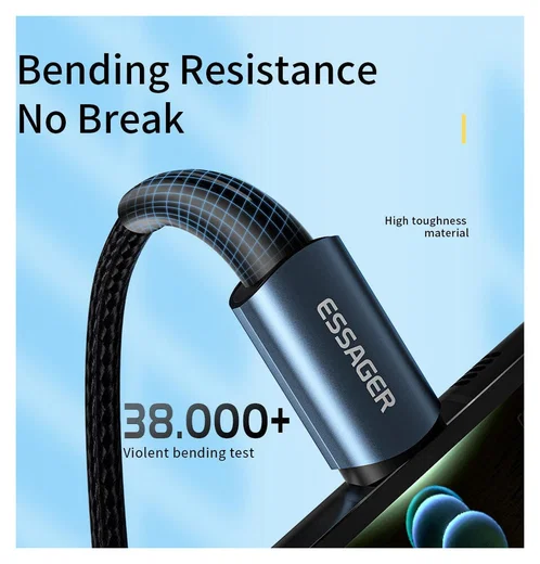 Essager 100W USB-C Snellaad Kabel 5A 2M Blauw afbeelding 6