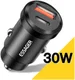 Essager USB/USB-C Autolader 30W Power Delivery en Quick Charge Zwart afbeelding 1