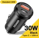 Essager USB/USB-C Autolader 30W Power Delivery en Quick Charge Zwart afbeelding 2
