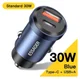 Essager USB/USB-C Autolader 30W Power Delivery en Quick Charge Blauw afbeelding 2