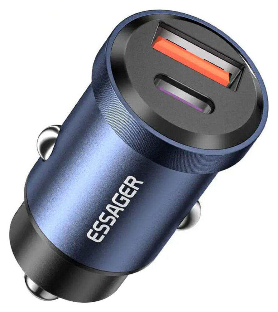 Essager USB/USB-C Autolader 30W Power Delivery en Quick Charge Blauw afbeelding 6