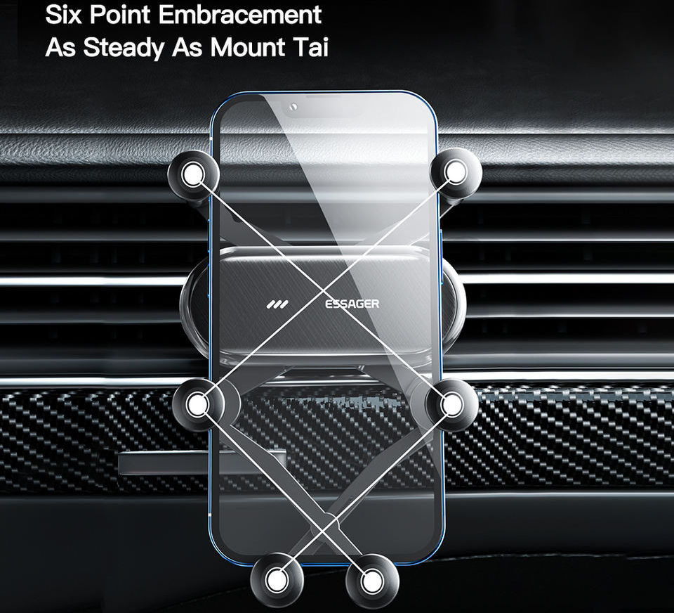 Essager Universele Ventilatie Telefoonhouder Auto Zwart afbeelding 3