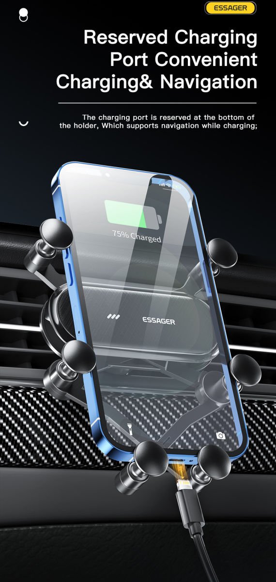 Essager Universele Ventilatie Telefoonhouder Auto Zwart afbeelding 7