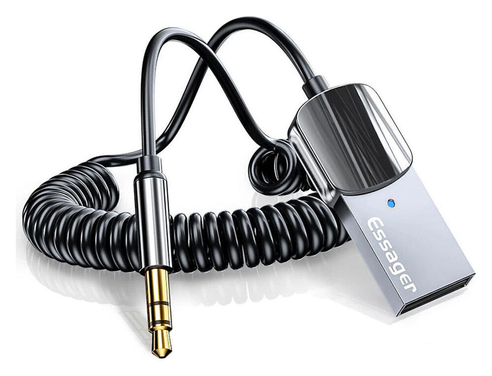 Essager Bluetooth 5.0 Receiver Auto - AUX naar USB Kabel Grijs afbeelding 1