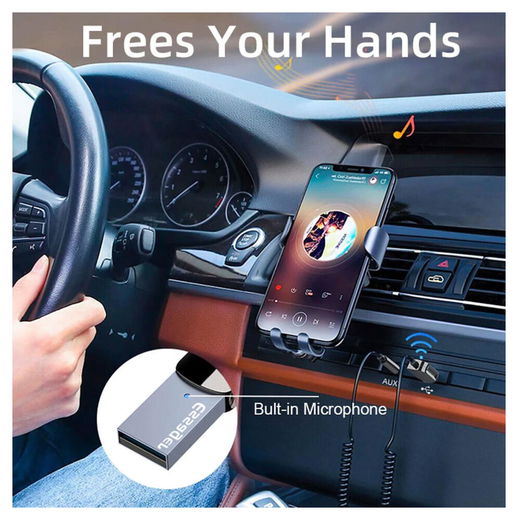 Essager Bluetooth 5.0 Receiver Auto - AUX naar USB Kabel Grijs afbeelding 2