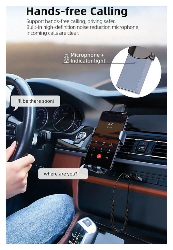 Essager Bluetooth 5.0 Receiver Auto - AUX naar USB Kabel Grijs afbeelding 4