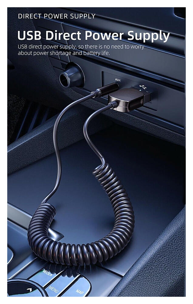 Essager Bluetooth 5.0 Receiver Auto - AUX naar USB Kabel Grijs afbeelding 5