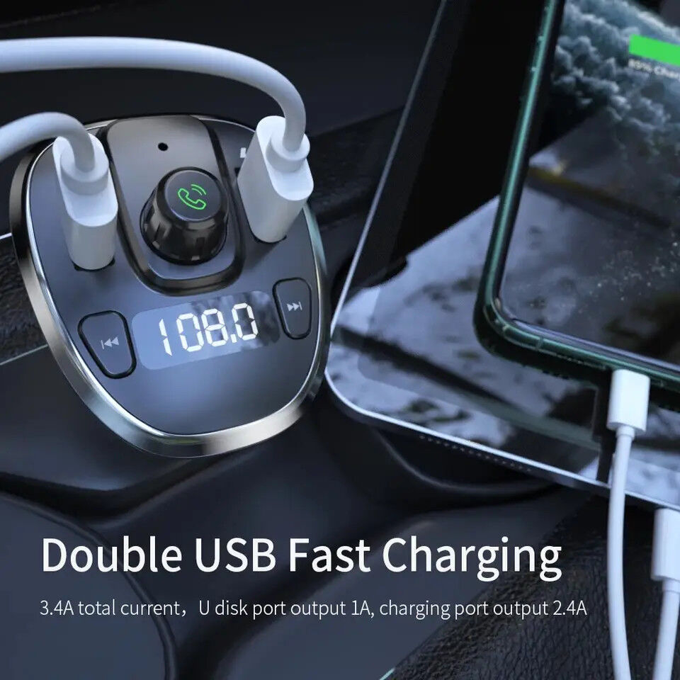 Essager Bluetooth Muziek FM Transmitter en Dubbele USB Poort Autolader afbeelding 4